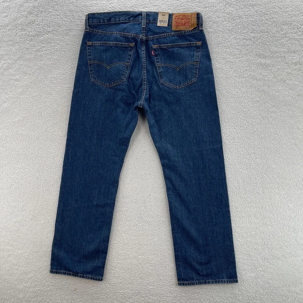 Levis 501 Jeans Mens 36x30 Blue Original Button Fly Medium Wash Denim Grunge 90s